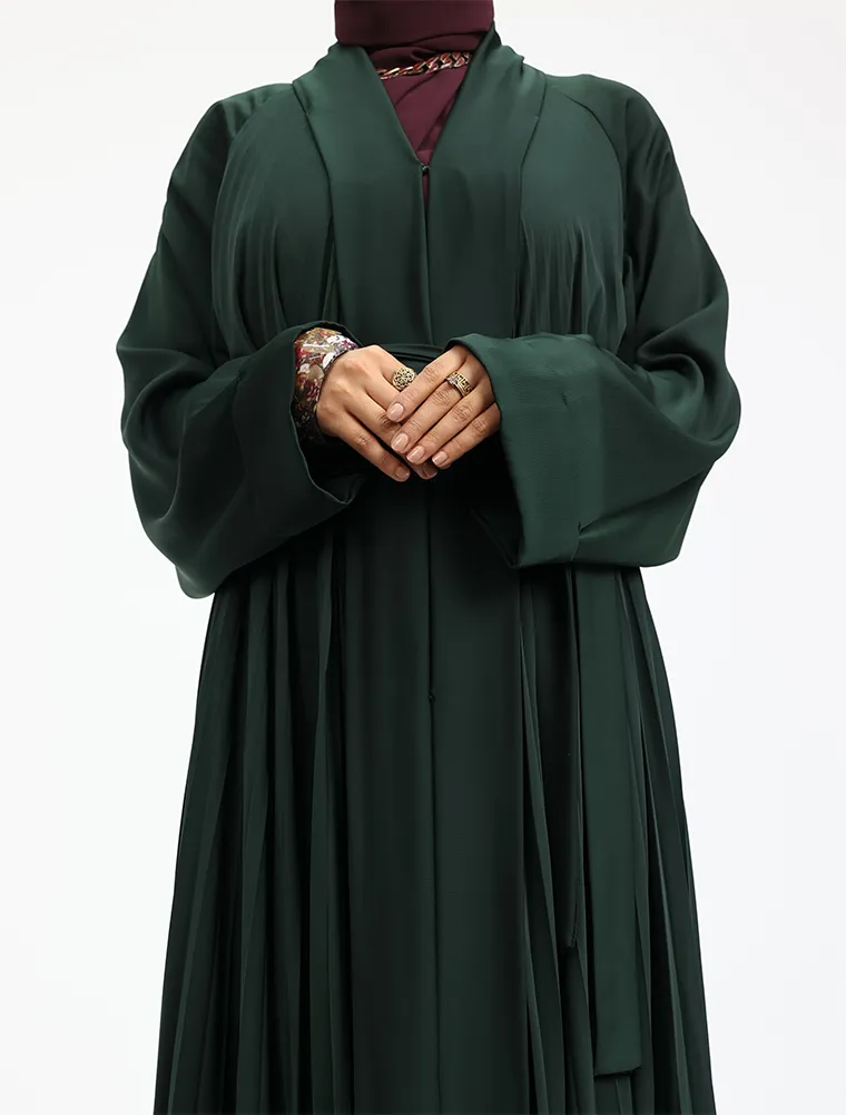 Green Pleated Silhouette Abaya